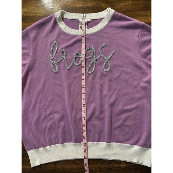 Queen Of Sparkles Women’s Large Top TCU Frogs Short Sleeve Knit Pullover Texas - Picture 8 of 8